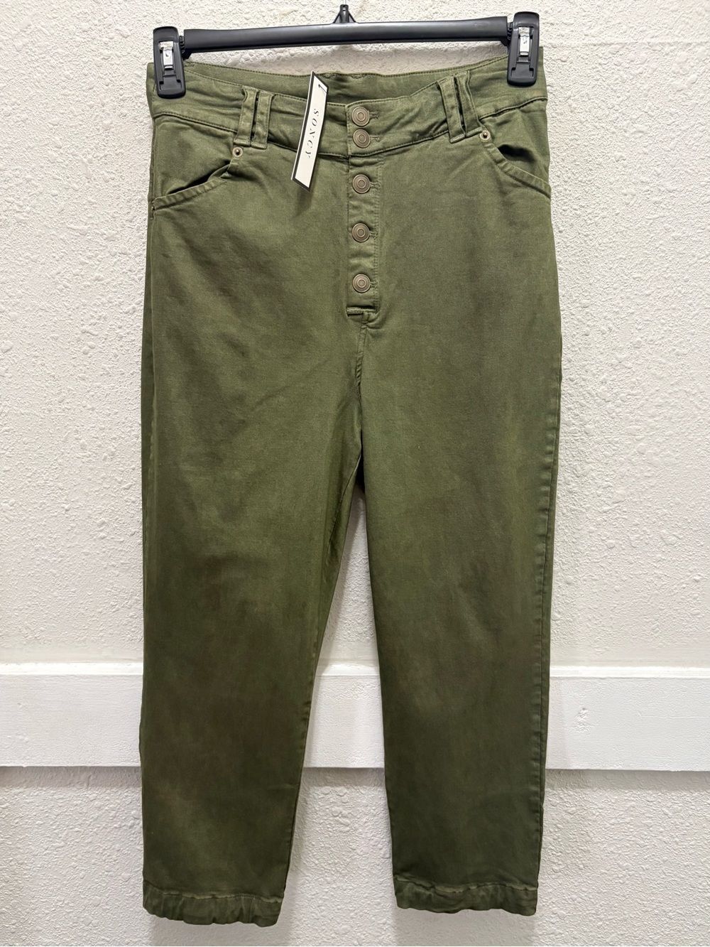 Soncy Green Button Fly Cropped Pants NWT 00-10